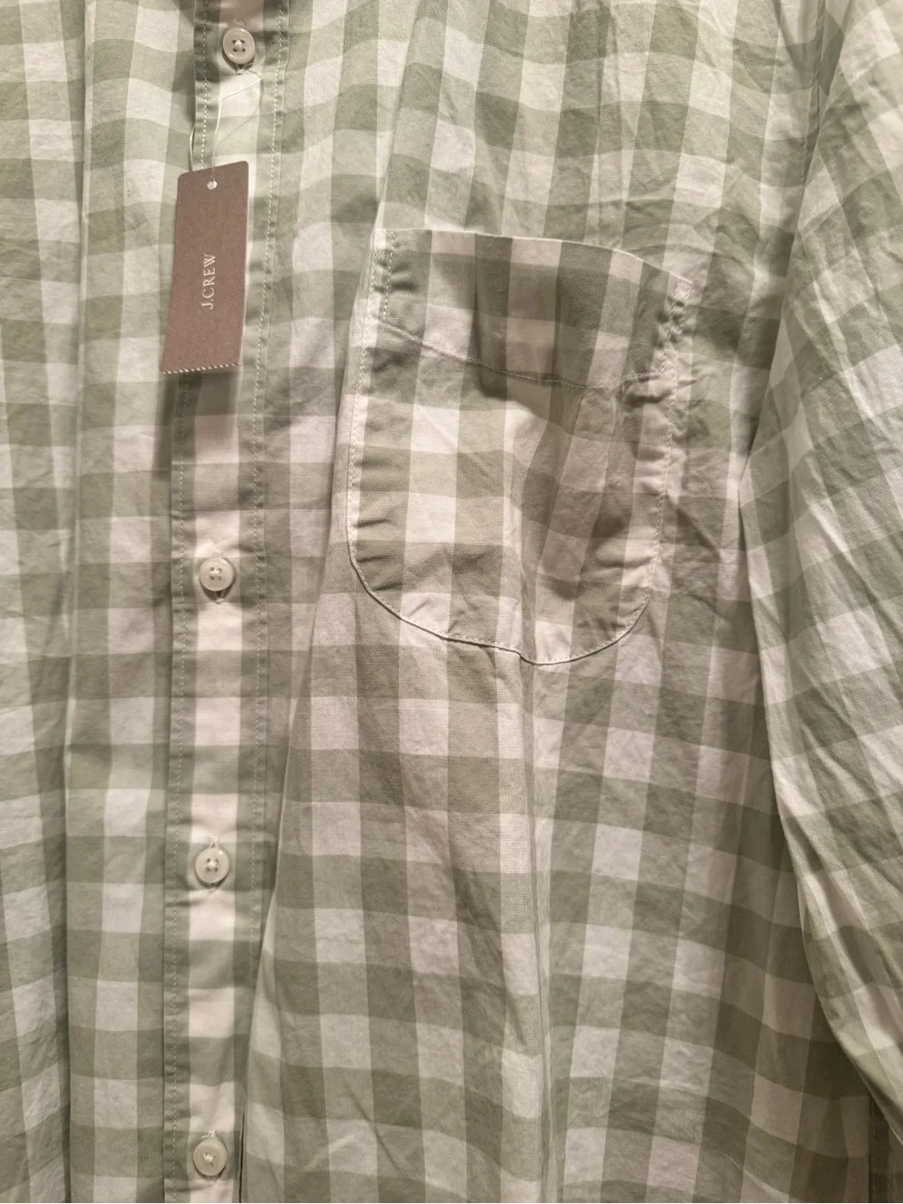 J Crew Men’s Slim Secret Wash Shirting Long Sleeve Button Up Shirt White Green L